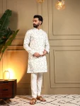DESIGNER ROYAL SILK EMBROIDERY SEQUENCE WORK MEN’S KURTA PAYJAMA WEDDING WEAR WHOLESALE PRICE ETHNIC GARMENT (18)