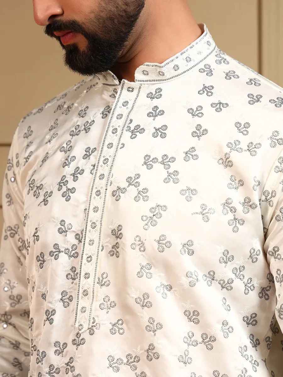 DESIGNER ROYAL SILK EMBROIDERY SEQUENCE WORK MEN'S KURTA PAYJAMA WEDDING WEAR WHOLESALE PRICE ETHNIC GARMENT (19)