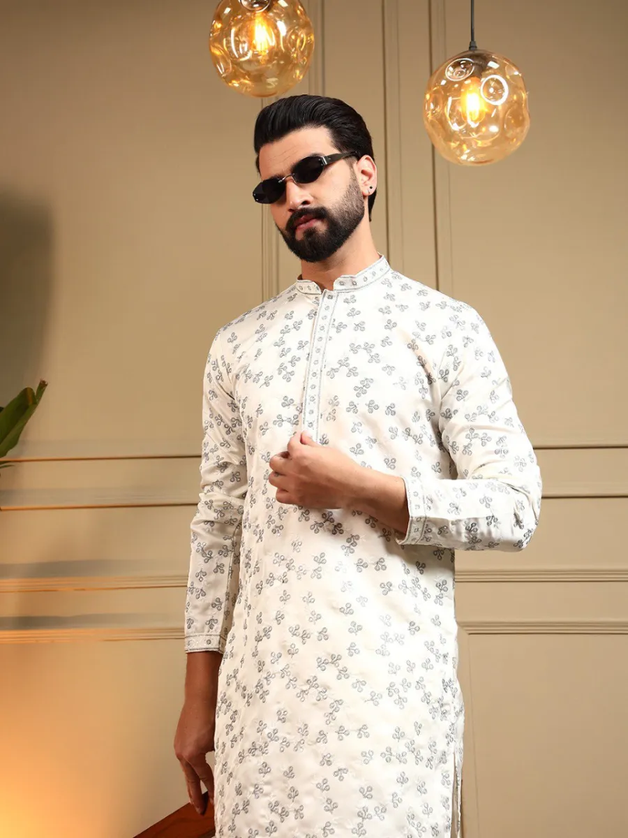 DESIGNER ROYAL SILK EMBROIDERY SEQUENCE WORK MEN'S KURTA PAYJAMA WEDDING WEAR WHOLESALE PRICE ETHNIC GARMENT (21)