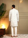 DESIGNER ROYAL SILK EMBROIDERY SEQUENCE WORK MEN’S KURTA PAYJAMA WEDDING WEAR WHOLESALE PRICE ETHNIC GARMENT (18)