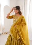 DESIGNER SHIMMER SILK THREAD WITH SEQUENCE WORK LEHENGA CHOLI WITH DUPATTA WEDDING WEAR WHOLESALE PRICE ETHNIC GARMENT (12)