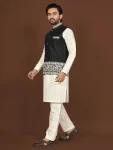 DESIGNER SILK EMBROIDERY WORK MEN’S KURTA PAYJAMA WITH KOTI WEDDING WEAR WHOLESALE PRICE ETHNIC GARMENT (9)