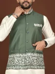 DESIGNER SILK EMBROIDERY WORK MEN’S KURTA PAYJAMA WITH KOTI WEDDING WEAR WHOLESALE PRICE ETHNIC GARMENT (15)