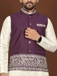 DESIGNER SILK EMBROIDERY WORK MEN’S KURTA PAYJAMA WITH KOTI WEDDING WEAR WHOLESALE PRICE ETHNIC GARMENT (4)