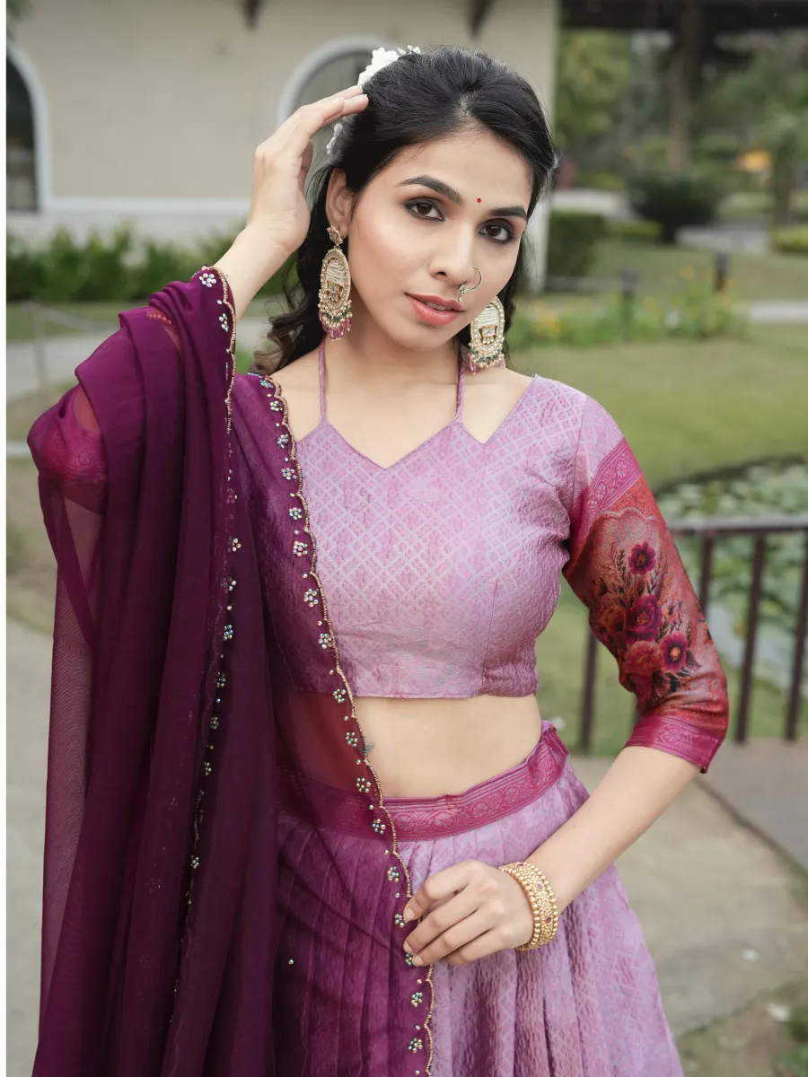 DESIGNER SILK ZARI WEAVING WITH CONTRAST BORDER KALAMKARI WEAVING BORDER WORK LEHENGA CHOLI WITH DUPATTA FESTIVE WEAR WHOLESALE PRICE ETHNIC GARMENT (1)
