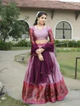 DESIGNER SILK ZARI WEAVING WITH CONTRAST BORDER KALAMKARI WEAVING BORDER WORK LEHENGA CHOLI WITH DUPATTA FESTIVE WEAR WHOLESALE PRICE ETHNIC GARMENT (14)