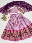 DESIGNER SILK ZARI WEAVING WITH CONTRAST BORDER KALAMKARI WEAVING BORDER WORK LEHENGA CHOLI WITH DUPATTA FESTIVE WEAR WHOLESALE PRICE ETHNIC GARMENT (14)