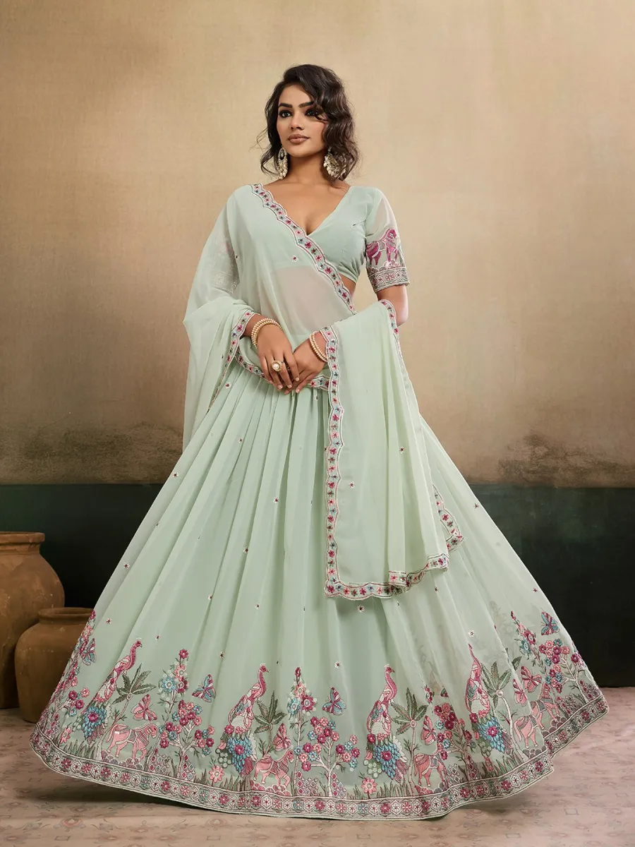 DESIGNER STAR GEORGETTE EMBROIDERY WORK LEHENGA CHOLI WITH DUPATTA WEDDING WEAR WHOLESALE PRICE ETHNIC GARMENT (15)