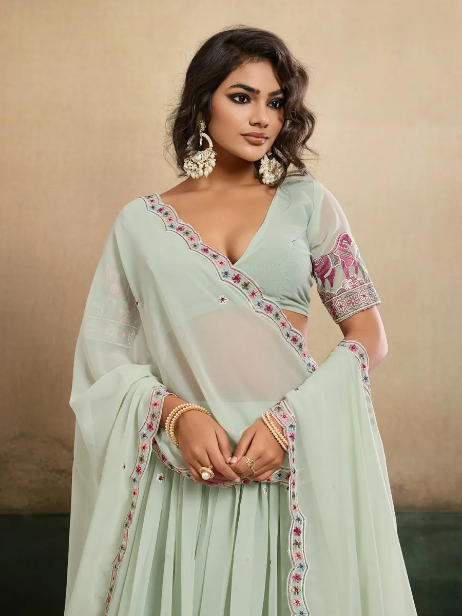 DESIGNER STAR GEORGETTE EMBROIDERY WORK LEHENGA CHOLI WITH DUPATTA WEDDING WEAR WHOLESALE PRICE ETHNIC GARMENT (16)