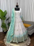 DESIGNER STAR GEORGETTE THREAD WITH SEQUENCE WORK GOWN BOTTOM WITH DUPATTA WEDDING WEAR WHOLESALE PRICE ETHNIC GARMENT (4)