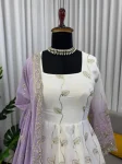 DESIGNER STAR GEORGETTE THREAD WITH SEQUENCE WORK GOWN BOTTOM WITH DUPATTA WEDDING WEAR WHOLESALE PRICE ETHNIC GARMENT (3)