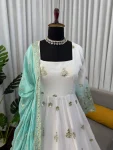 DESIGNER STAR GEORGETTE THREAD WITH SEQUENCE WORK GOWN BOTTOM WITH DUPATTA WEDDING WEAR WHOLESALE PRICE ETHNIC GARMENT (4)
