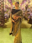 DESIGNER TWILL NET SEQUENCE AND DORI EMBROIDERY WORK LACE BORDER WITH BUTTI WORK SAREE WITH UNSTITCHED BLOUSE GREY