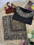 DESIGNER TWILL NET SEQUENCE AND DORI EMBROIDERY WORK LACE BORDER WITH BUTTI WORK SAREE WITH UNSTITCHED BLOUSE WEDDING WEAR WHOLESALE PRICE ETHNIC GARMENT (2)