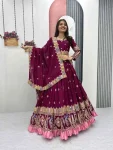DESIGNER VICHITRA EMBROIDERY CODING SEQUENCE & THREAD WORK LEHENGA CHOLI WITH DUPATTA WINE
