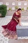 DESIGNER VICHITRA SILK EMBROIDERY SEQUENCE WITH THREAD & READYMADE LACE WORK LEHENGA CHOLI WITH DUPATTA WEDDING WEAR WHOLESALE PRICE ETHNIC GARMENT (3)