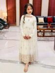 DESIGNER VICHITRA SILK EMBROIDERY SEQUENCE WORK KID'S GOWN WITH DUPATTA OFF WHITE