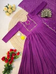 DESIGNER VICHITRA SILK MAGGAM HAND WORK GOWN WITH DUPATTA FESTIVE WEAR WHOLESALE PRICE ETHNIC GARMENT (3)