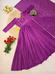 DESIGNER VICHITRA SILK MAGGAM HAND WORK GOWN WITH DUPATTA FESTIVE WEAR WHOLESALE PRICE ETHNIC GARMENT (3)