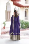 DESIGNER VICHITRA SILK SEQUENCE EMBROIDERY WORK GOWN WITH DUPATTA WEDDING WEAR WHOLESALE PRICE ETHNIC GARMENT (7)
