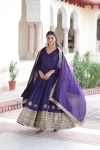DESIGNER VICHITRA SILK SEQUENCE EMBROIDERY WORK GOWN WITH DUPATTA WEDDING WEAR WHOLESALE PRICE ETHNIC GARMENT (7)
