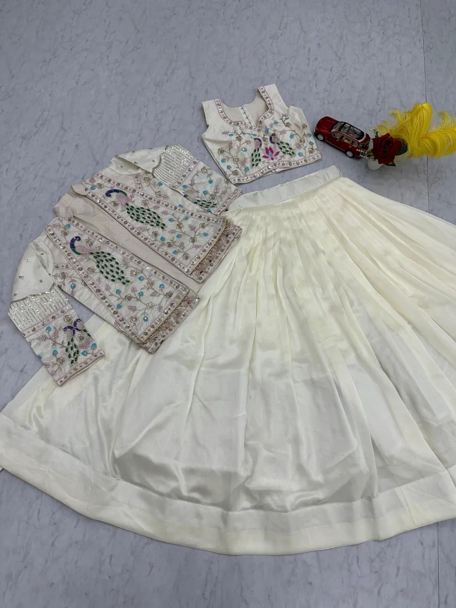 DESIGNER VICHITRA SILK THREAD AND SEQUENCE WORK LEHENGA CHOLI WITH KOTI WEDDING WEAR WHOLESALE PRICE ETHNIC GARMENT (1)