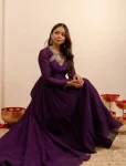 DESIGNER VICHITRA SILK THREAD WORK GOWN BOTTOM WITH DUPATTA PURPLE