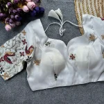 DESIGNER VISCOSE MULTI SEQUENCE WORK STITCHED BLOUSE WHITE