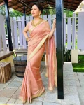 FANCY BANRASI CRUSH TWILL SEQUENCE AND DORI EMBROIDERY WORK SAREE WITH UNSTITCHED BLOUSE BABY PINK