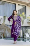 FANCY CHANDERI COTTON SILK SEQUENCE CODING EMBROIDERY WORK TOP BOTTOM WITH DUPATTA FESTIVE WEAR WHOLESALE PRICE ETHNIC GARMENT (6)