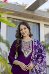 FANCY CHANDERI COTTON SILK SEQUENCE CODING EMBROIDERY WORK TOP BOTTOM WITH DUPATTA FESTIVE WEAR WHOLESALE PRICE ETHNIC GARMENT (6)