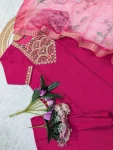 FANCY CHANDERI SEQUENCE CODING EMBROIDERY WORK TOP BOTTOM WITH DUPATTA FESTIVE WEAR WHOLESALE PRICE ETHNIC GARMENT (6)