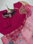 FANCY CHANDERI SEQUENCE CODING EMBROIDERY WORK TOP BOTTOM WITH DUPATTA FESTIVE WEAR WHOLESALE PRICE ETHNIC GARMENT (6)
