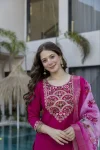 FANCY CHANDERI SEQUENCE CODING EMBROIDERY WORK TOP BOTTOM WITH DUPATTA FESTIVE WEAR WHOLESALE PRICE ETHNIC GARMENT (6)
