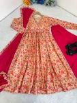 FANCY CHINON DIGITAL PRINTED WITH BEAUTIFUL HAND WORK GOWN BOTTOM WITH DUPATTA FESTIVE WEAR WHOLESALE PRICE ETHNIC GARMENT (3)