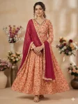FANCY CHINON DIGITAL PRINTED WITH BEAUTIFUL HAND WORK GOWN BOTTOM WITH DUPATTA FESTIVE WEAR WHOLESALE PRICE ETHNIC GARMENT (3)