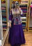 FANCY CHINON EMBROIDERY WORK LEHENGA AND JACKET SET PURPLE