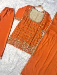 FANCY CHINON EMBROIDERY, ZARI AND SEQUENCE & LACE WORK TOP PALAZZO WITH BUSTIER AND DUPATTA FESTIVE WEAR WHOLESALE PRICE ETHNIC GARMENT (2)
