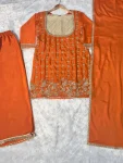 FANCY CHINON EMBROIDERY, ZARI AND SEQUENCE & LACE WORK TOP PALAZZO WITH BUSTIER AND DUPATTA FESTIVE WEAR WHOLESALE PRICE ETHNIC GARMENT (2)
