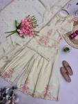 FANCY CHINON SILK EMBROIDERY THREAD & SEQUENCE WORK TOP PALAZZO WITH DUPATTA FESTIVE WEAR WHOLESALE PRICE ETHNIC GARMENT (2)