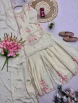 FANCY CHINON SILK EMBROIDERY THREAD & SEQUENCE WORK TOP PALAZZO WITH DUPATTA FESTIVE WEAR WHOLESALE PRICE ETHNIC GARMENT (2)