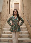 FANCY COTTON PRINT WORK ONLY TOP GREEN