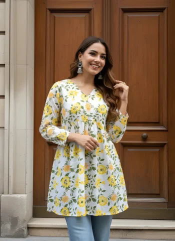 FANCY COTTON PRINTED ONLY TOP LEMON