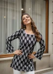FANCY COTTON PRINTED TOP BLACK