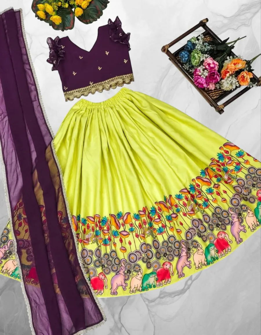 FANCY COTTON PRINTED WORK KID'S LEHENGA CHOLI FESTIVE WEAR WHOLESALE PRICE ETHNIC GARMENT (13)