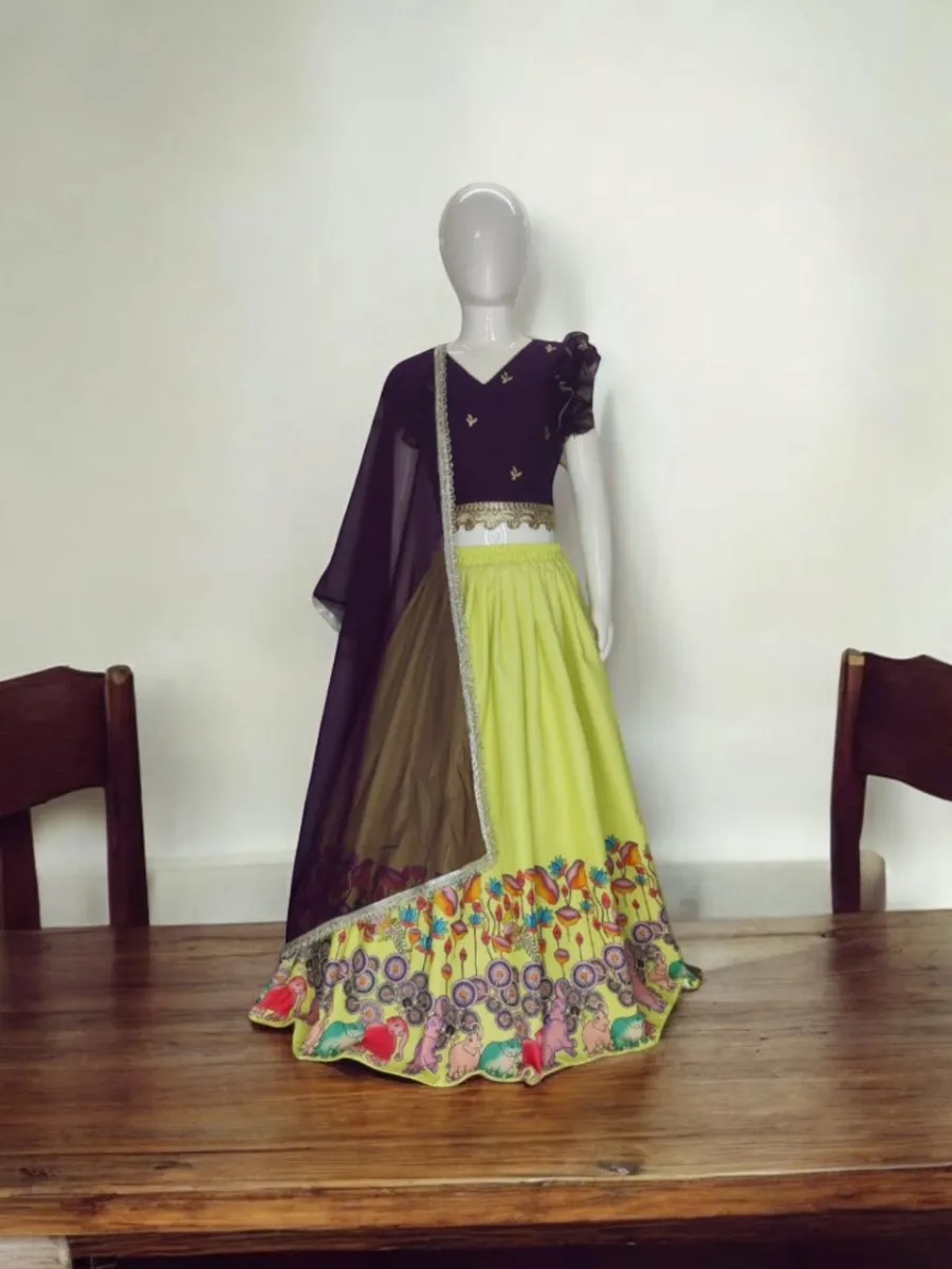 FANCY COTTON PRINTED WORK KID'S LEHENGA CHOLI FESTIVE WEAR WHOLESALE PRICE ETHNIC GARMENT (15)