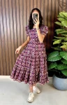 FANCY COTTON SILK DIGITAL PRINT WORK ONE PIECE WINE