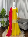 FANCY CREPE SILK THREAD WITH SEQUENCE WORK TOP PALAZZO WITH DUPATTA FESTIVE WEAR WHOLESALE PRICE ETHNIC GARMENT (1)