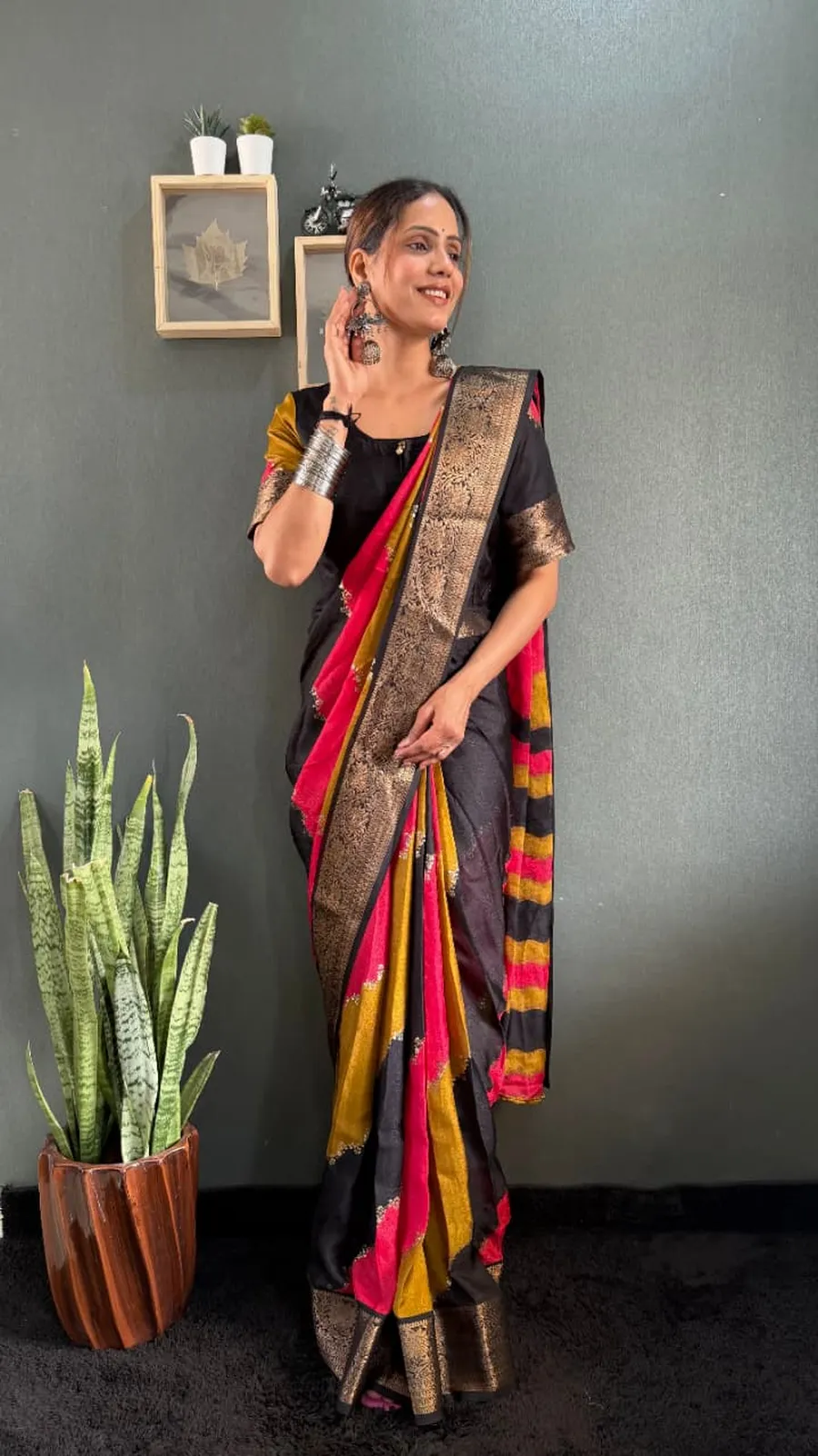 FANCY DOLA SILK PRINTED ON WOVEN WORK GOWN SAREE DAILY WEAR WHOLESALE PRICE ETHNIC GARMENT (4)