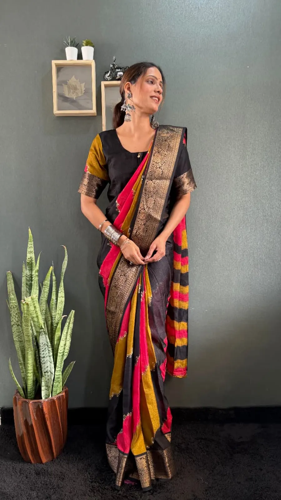 FANCY DOLA SILK PRINTED ON WOVEN WORK GOWN SAREE DAILY WEAR WHOLESALE PRICE ETHNIC GARMENT (5)